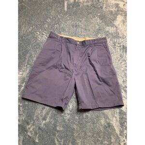 Brittania Men's Navy Blue Pleated Front 100% Cotton Twill Shorts Size 38